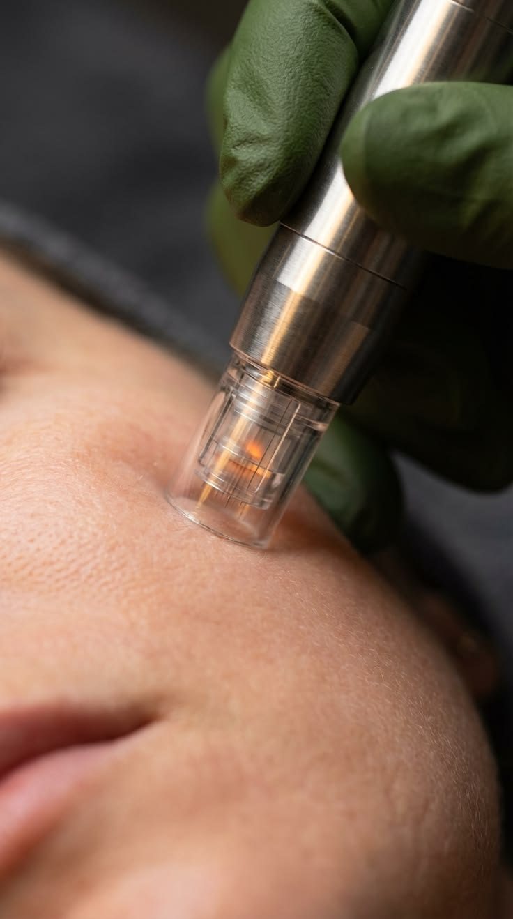 Sesión de microneedling sobre la piel del rostro